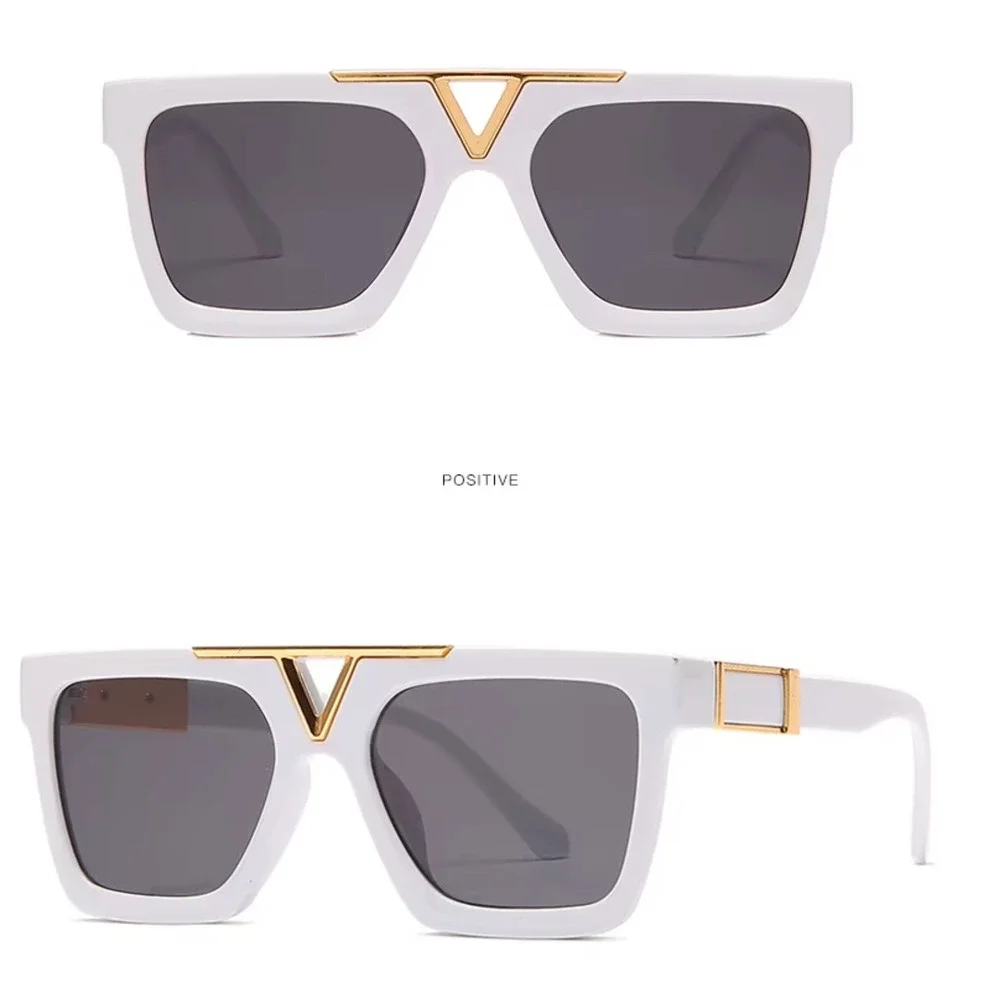 White Rectangular Sunglasses Womens Fashion Eyewear Celebrity Style Lentes Mujer